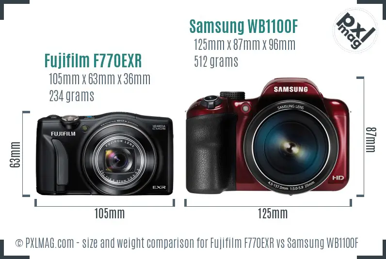 Fujifilm F770EXR vs Samsung WB1100F size comparison Fujifilm F770EXR vs Samsung WB1100F size comparison