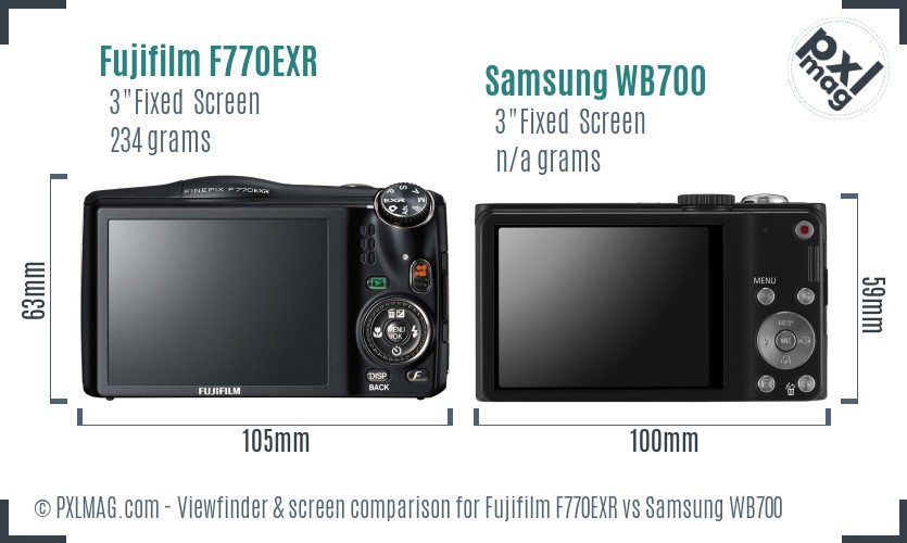 Fujifilm F770EXR vs Samsung WB700 Screen and Viewfinder comparison