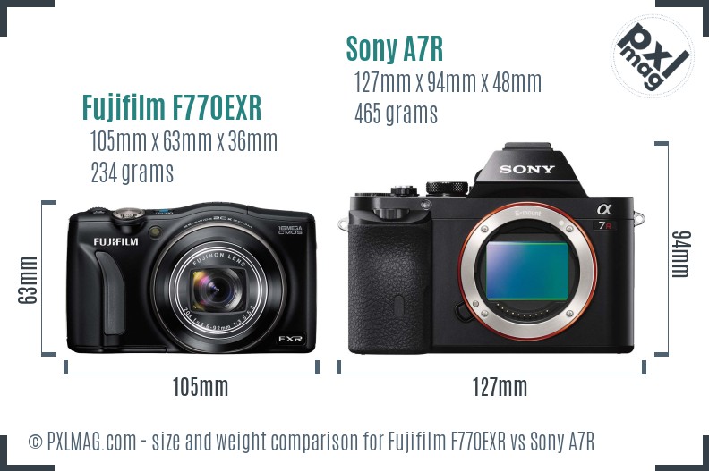 Fujifilm F770EXR vs Sony A7R size comparison Fujifilm F770EXR vs Sony A7R size comparison