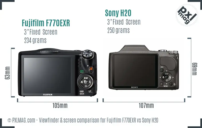 Fujifilm F770EXR vs Sony H20 Screen and Viewfinder comparison