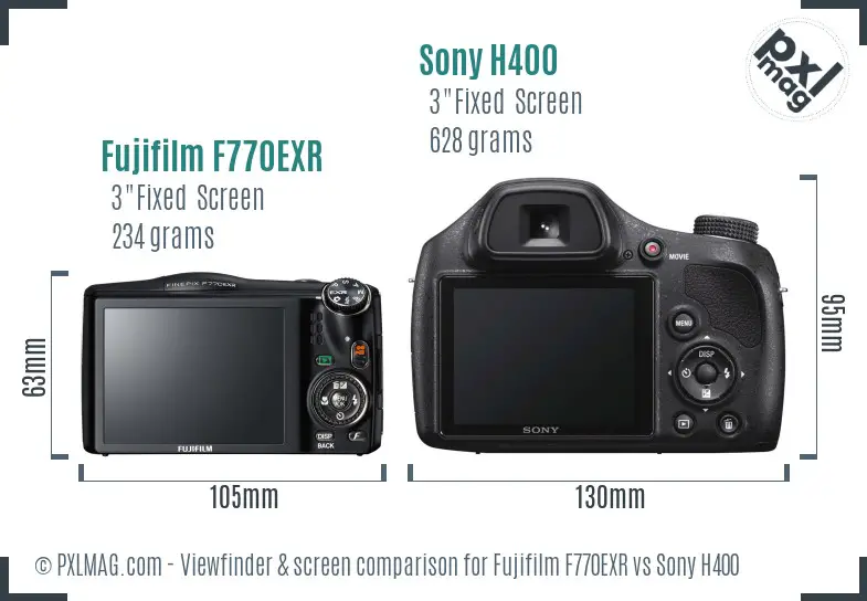 Fujifilm F770EXR vs Sony H400 Screen and Viewfinder comparison