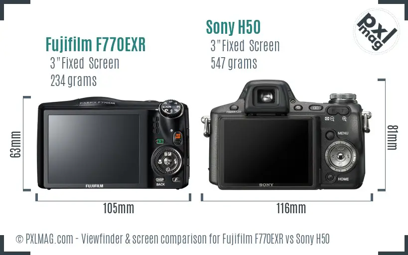 Fujifilm F770EXR vs Sony H50 Screen and Viewfinder comparison
