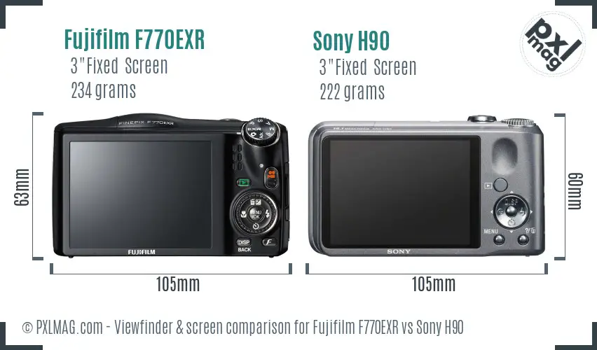 Fujifilm F770EXR vs Sony H90 Screen and Viewfinder comparison Fujifilm F770EXR vs Sony H90 Screen and Viewfinder comparison