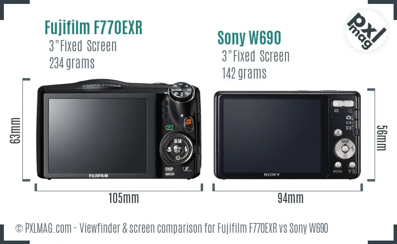 Fujifilm F770EXR vs Sony W690 Screen and Viewfinder comparison