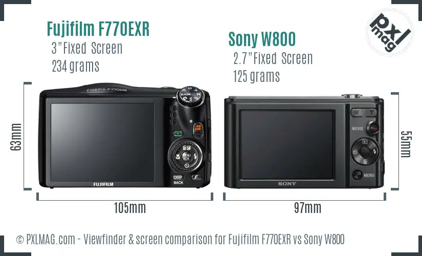 Fujifilm F770EXR vs Sony W800 Screen and Viewfinder comparison Fujifilm F770EXR vs Sony W800 Screen and Viewfinder comparison