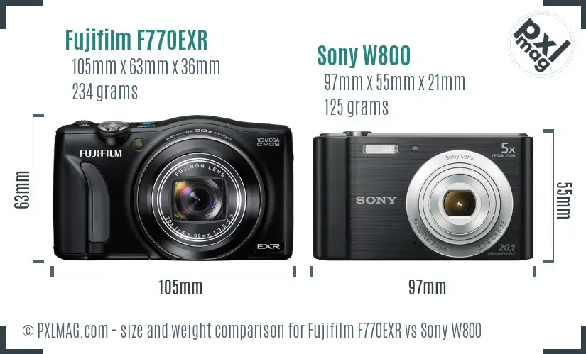 Fujifilm F770EXR vs Sony W800 size comparison Fujifilm F770EXR vs Sony W800 size comparison