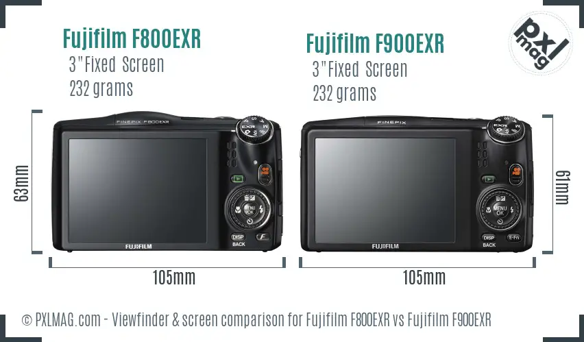 Fujifilm F800EXR vs Fujifilm F900EXR Screen and Viewfinder comparison