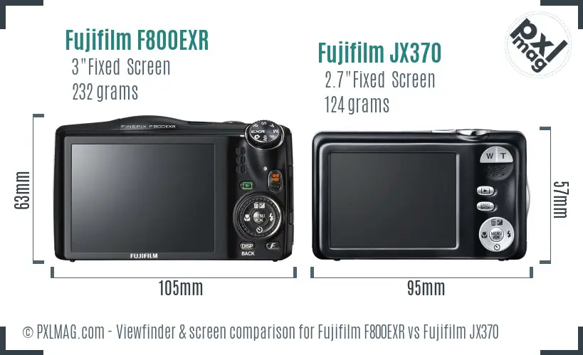 Fujifilm F800EXR vs Fujifilm JX370 Screen and Viewfinder comparison