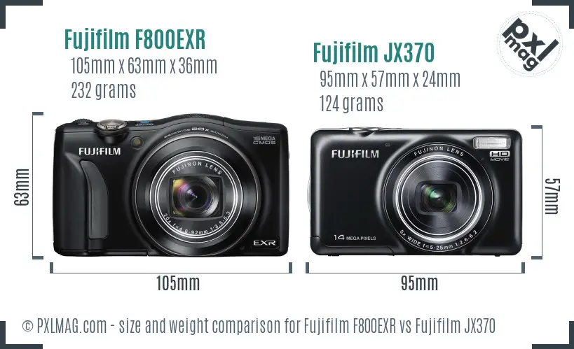 Fujifilm F800EXR vs Fujifilm JX370 size comparison