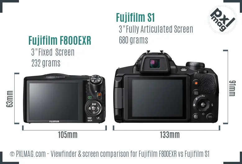 Fujifilm F800EXR vs Fujifilm S1 Screen and Viewfinder comparison