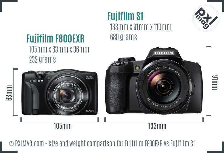 Fujifilm F800EXR vs Fujifilm S1 size comparison