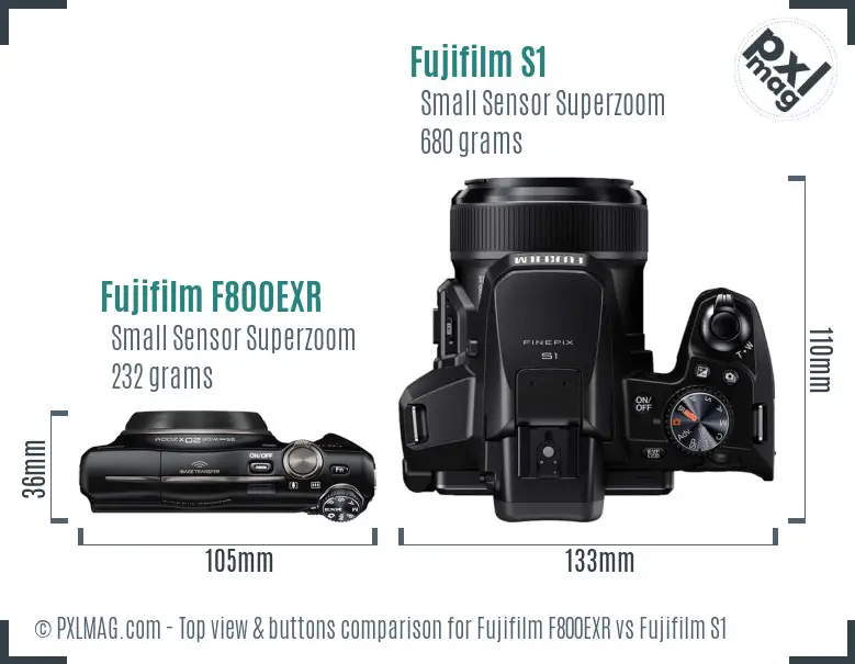 Fujifilm F800EXR vs Fujifilm S1 top view buttons comparison