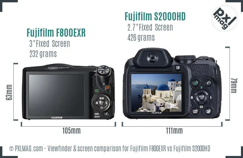 Fujifilm F800EXR vs Fujifilm S2000HD Screen and Viewfinder comparison Fujifilm F800EXR vs Fujifilm S2000HD Screen and Viewfinder comparison