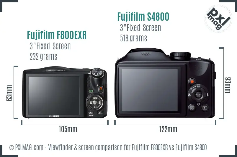 Fujifilm F800EXR vs Fujifilm S4800 Screen and Viewfinder comparison Fujifilm F800EXR vs Fujifilm S4800 Screen and Viewfinder comparison
