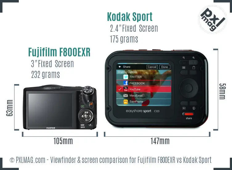 Fujifilm F800EXR vs Kodak Sport Screen and Viewfinder comparison Fujifilm F800EXR vs Kodak Sport Screen and Viewfinder comparison