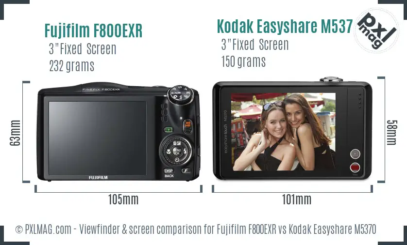 Fujifilm F800EXR vs Kodak Easyshare M5370 Screen and Viewfinder comparison Fujifilm F800EXR vs Kodak Easyshare M5370 Screen and Viewfinder comparison