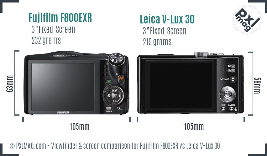 Fujifilm F800EXR vs Leica V-Lux 30 Screen and Viewfinder comparison
