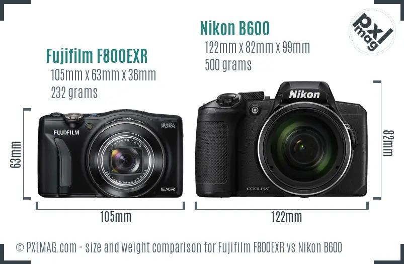 Fujifilm F800EXR vs Nikon B600 size comparison Fujifilm F800EXR vs Nikon B600 size comparison