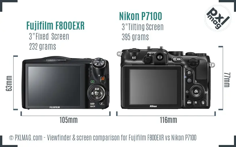 Fujifilm F800EXR vs Nikon P7100 Screen and Viewfinder comparison