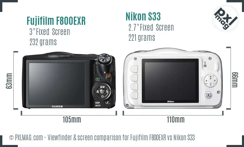 Fujifilm F800EXR vs Nikon S33 Screen and Viewfinder comparison Fujifilm F800EXR vs Nikon S33 Screen and Viewfinder comparison