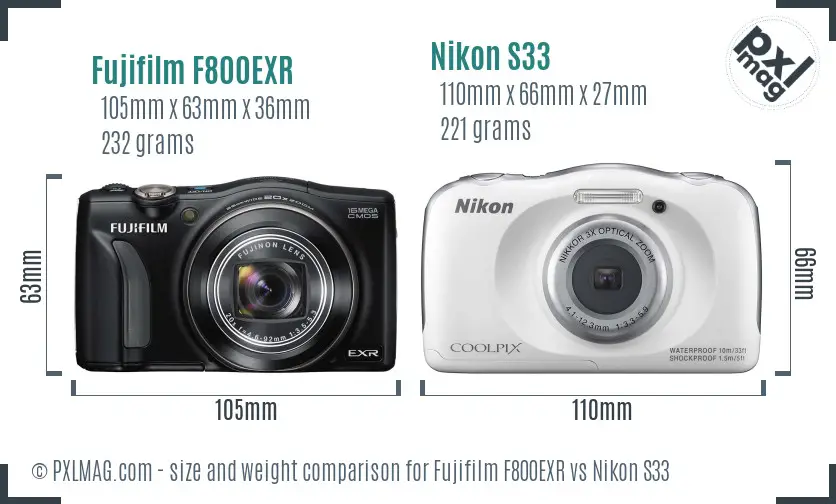 Fujifilm F800EXR vs Nikon S33 size comparison Fujifilm F800EXR vs Nikon S33 size comparison