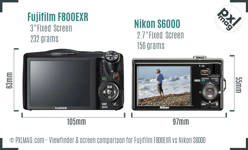 Fujifilm F800EXR vs Nikon S6000 Screen and Viewfinder comparison Fujifilm F800EXR vs Nikon S6000 Screen and Viewfinder comparison