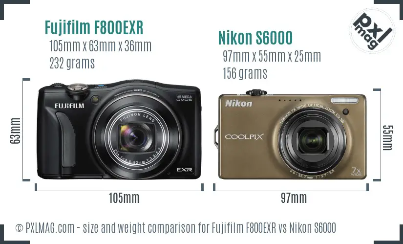 Fujifilm F800EXR vs Nikon S6000 size comparison Fujifilm F800EXR vs Nikon S6000 size comparison