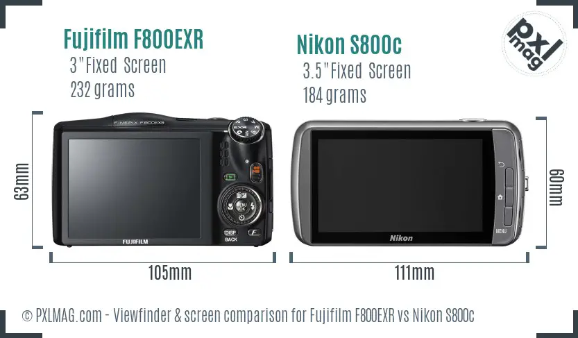 Fujifilm F800EXR vs Nikon S800c Screen and Viewfinder comparison Fujifilm F800EXR vs Nikon S800c Screen and Viewfinder comparison