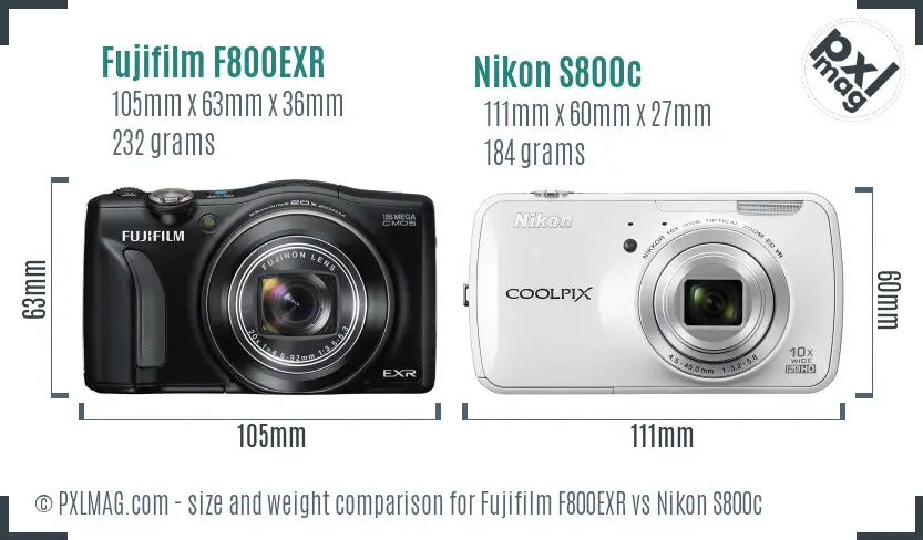 Fujifilm F800EXR vs Nikon S800c size comparison Fujifilm F800EXR vs Nikon S800c size comparison
