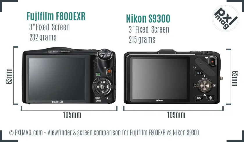 Fujifilm F800EXR vs Nikon S9300 Screen and Viewfinder comparison Fujifilm F800EXR vs Nikon S9300 Screen and Viewfinder comparison