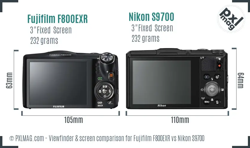 Fujifilm F800EXR vs Nikon S9700 Screen and Viewfinder comparison Fujifilm F800EXR vs Nikon S9700 Screen and Viewfinder comparison