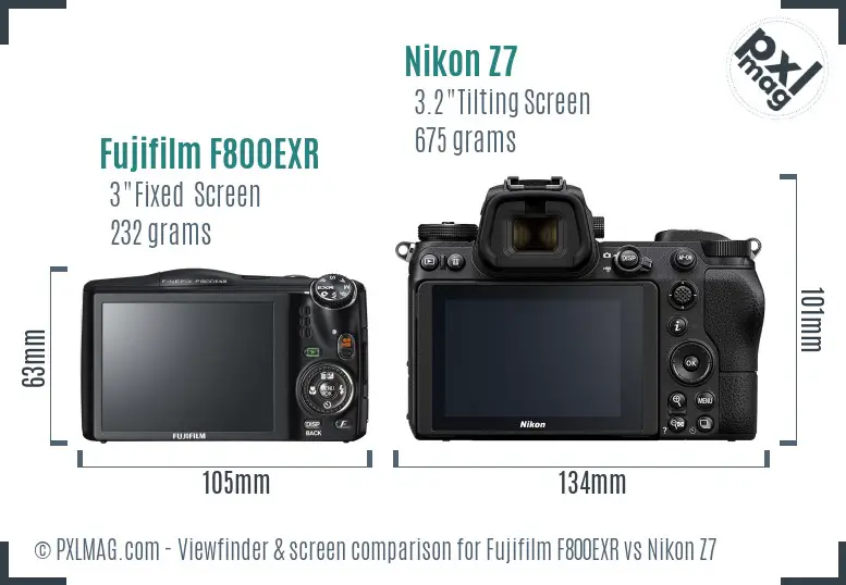 Fujifilm F800EXR vs Nikon Z7 Screen and Viewfinder comparison