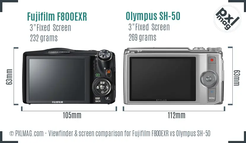 Fujifilm F800EXR vs Olympus SH-50 Screen and Viewfinder comparison Fujifilm F800EXR vs Olympus SH-50 Screen and Viewfinder comparison