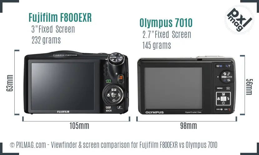 Fujifilm F800EXR vs Olympus 7010 Screen and Viewfinder comparison