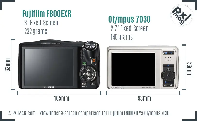 Fujifilm F800EXR vs Olympus 7030 Screen and Viewfinder comparison