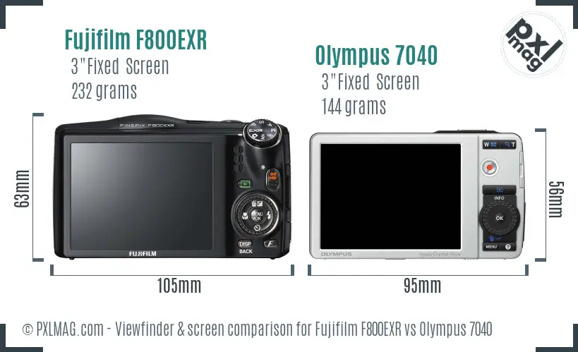 Fujifilm F800EXR vs Olympus 7040 Screen and Viewfinder comparison