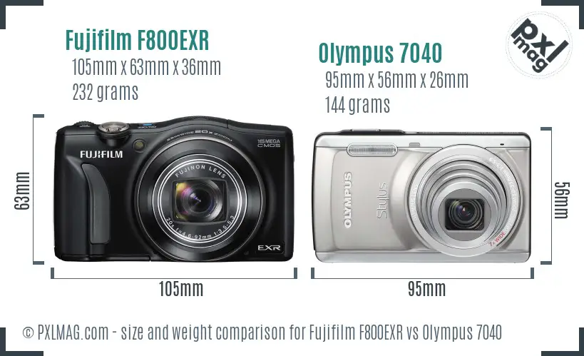 Fujifilm F800EXR vs Olympus 7040 size comparison