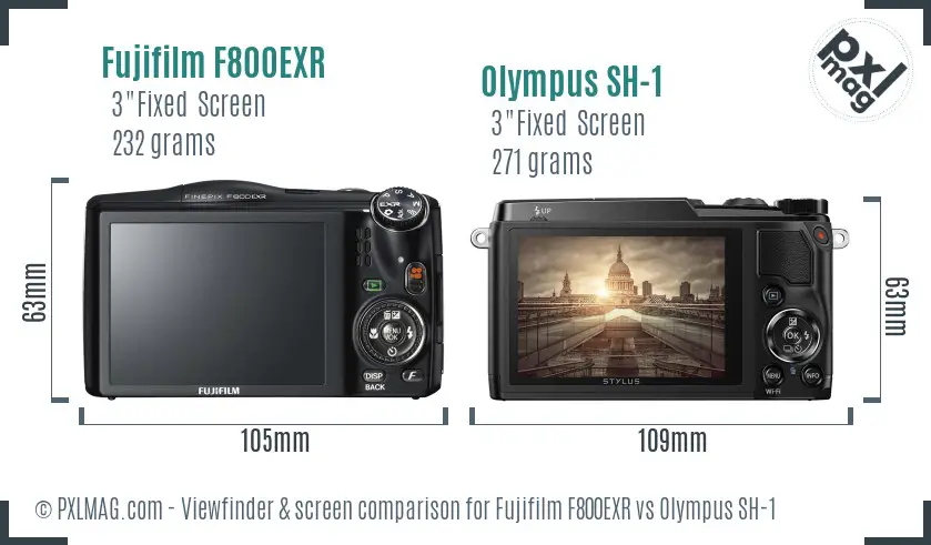 Fujifilm F800EXR vs Olympus SH-1 Screen and Viewfinder comparison