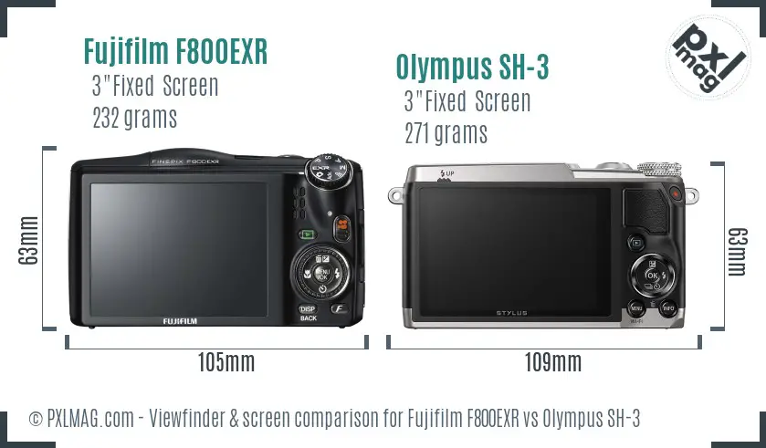 Fujifilm F800EXR vs Olympus SH-3 Screen and Viewfinder comparison