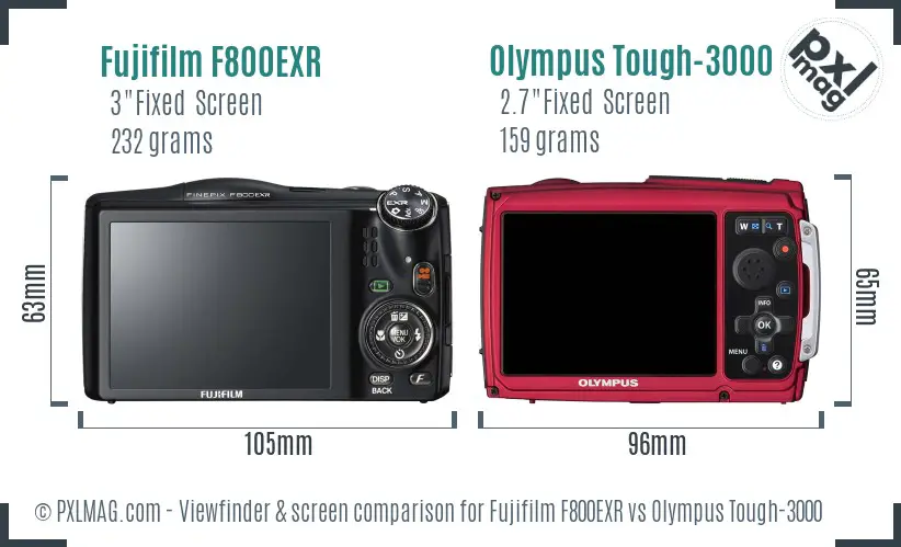 Fujifilm F800EXR vs Olympus Tough-3000 Screen and Viewfinder comparison