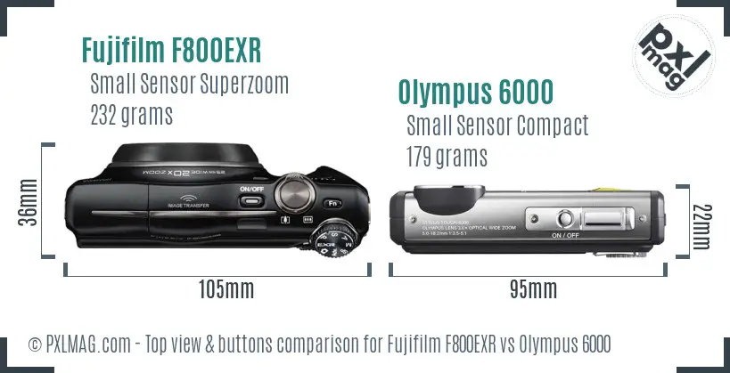 Fujifilm F800EXR vs Olympus 6000 top view buttons comparison