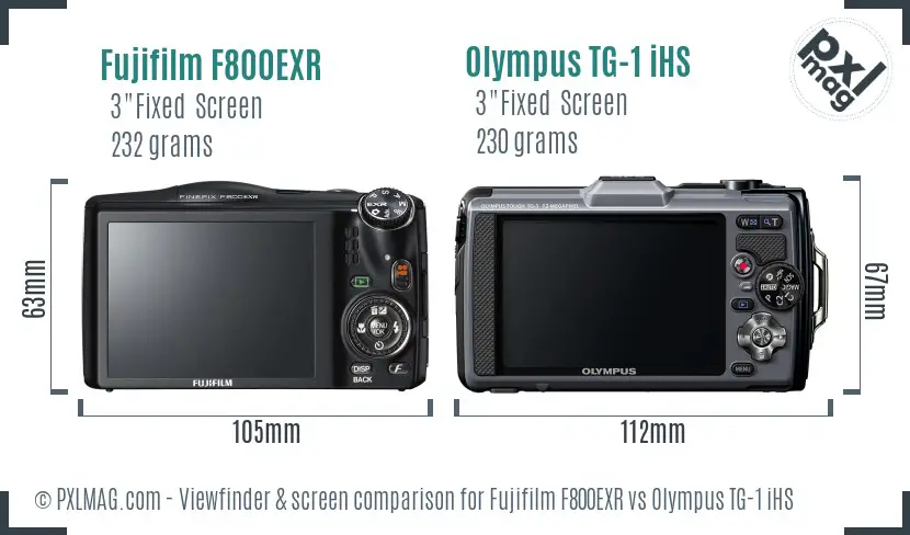 Fujifilm F800EXR vs Olympus TG-1 iHS Screen and Viewfinder comparison