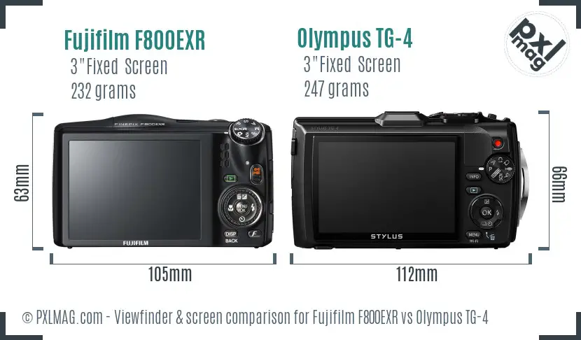 Fujifilm F800EXR vs Olympus TG-4 Screen and Viewfinder comparison Fujifilm F800EXR vs Olympus TG-4 Screen and Viewfinder comparison