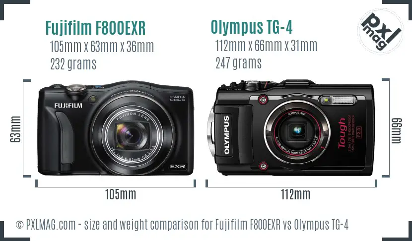 Fujifilm F800EXR vs Olympus TG-4 size comparison Fujifilm F800EXR vs Olympus TG-4 size comparison