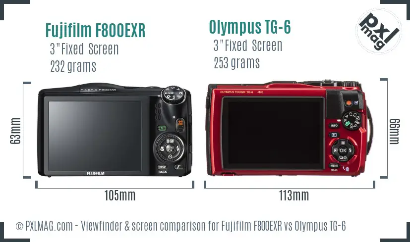 Fujifilm F800EXR vs Olympus TG-6 Screen and Viewfinder comparison