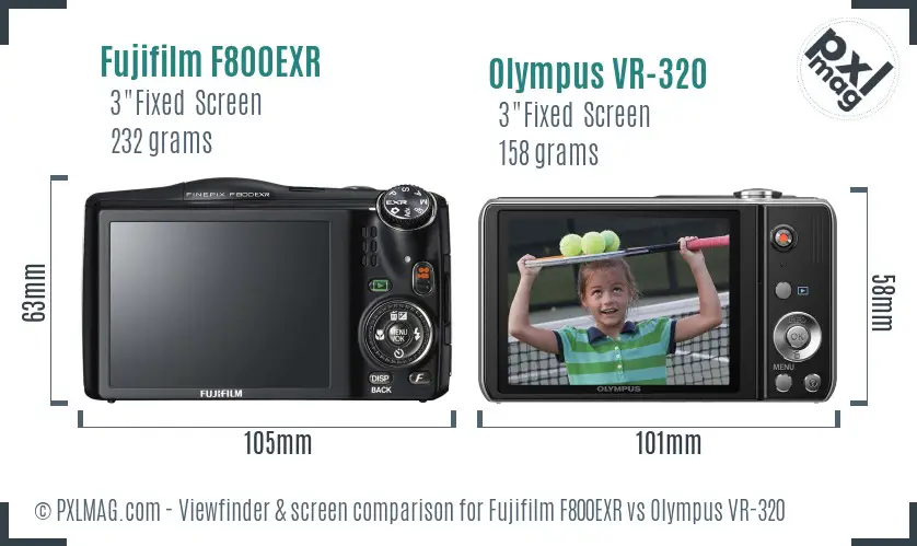 Fujifilm F800EXR vs Olympus VR-320 Screen and Viewfinder comparison Fujifilm F800EXR vs Olympus VR-320 Screen and Viewfinder comparison