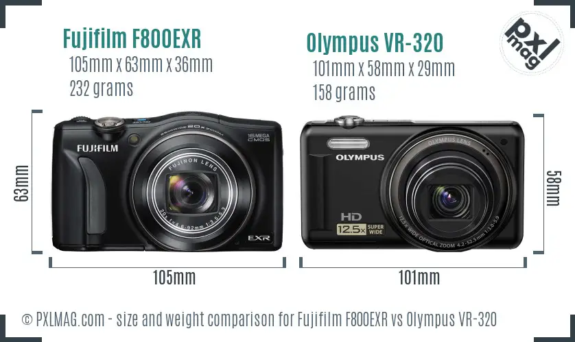 Fujifilm F800EXR vs Olympus VR-320 size comparison Fujifilm F800EXR vs Olympus VR-320 size comparison