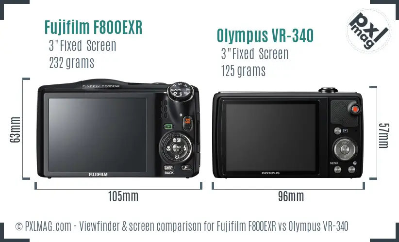Fujifilm F800EXR vs Olympus VR-340 Screen and Viewfinder comparison