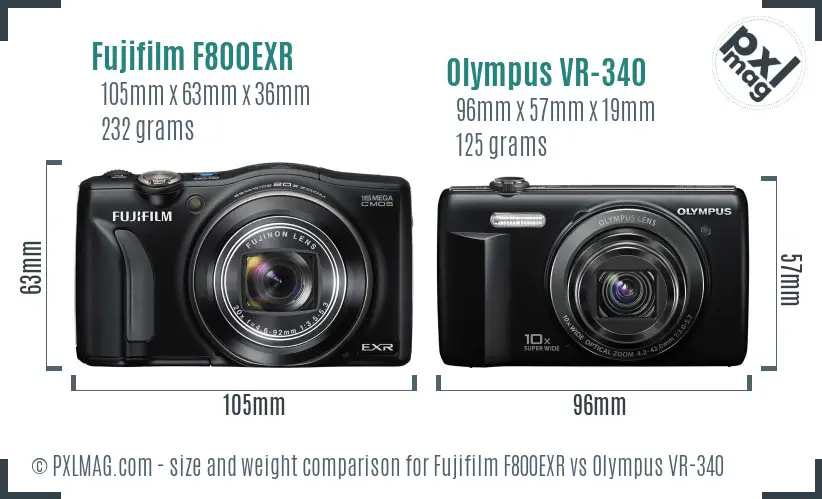 Fujifilm F800EXR vs Olympus VR-340 size comparison Fujifilm F800EXR vs Olympus VR-340 size comparison