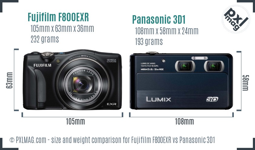 Fujifilm F800EXR vs Panasonic 3D1 size comparison Fujifilm F800EXR vs Panasonic 3D1 size comparison